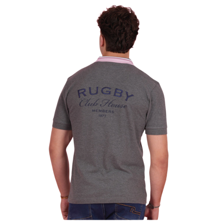 Polo gris clair à manches courtes Ruckfield Members Club House Rugby