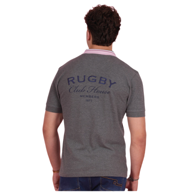 Polo gris clair manches courtes Ruckfield Members Club House Rugby | Rugby Approved Perpignan