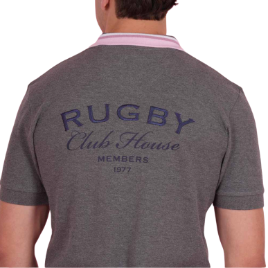 Polo gris clair manches courtes Ruckfield Members Club House Rugby | Rugby Approved Perpignan