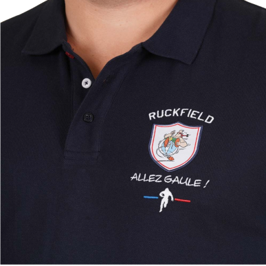 Polo manches courtes Ruckfield x Astérix bleu marine | Rugby Approved Perpignan