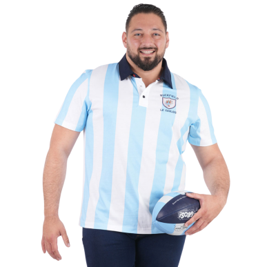 Polo manches courtes Ruckfield x Astérix blanc | Rugby Approved Perpignan