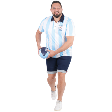 Polo manches courtes Ruckfield x Astérix blanc | Rugby Approved Perpignan