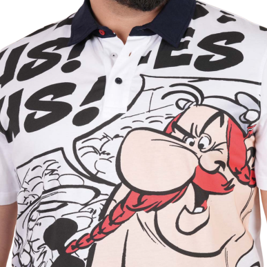 Polo Ruckfield x Astérix manches courtes blanc | Rugby Approved Perpignan