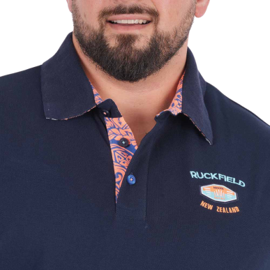 Polo à manches courtes Ruckfield Maori Rugby bleu marine | Rugby Approved Perpignan