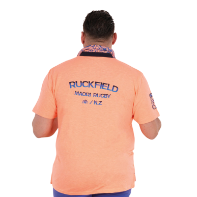 Polo à manches courtes Ruckfield Maori Rugby orange vif | Rugby Approved Perpignan