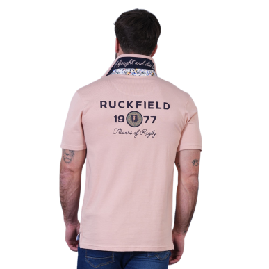 Polo manches courtes Ruckfield Flowers of Rugby abricot | Rugby Approved Perpignan