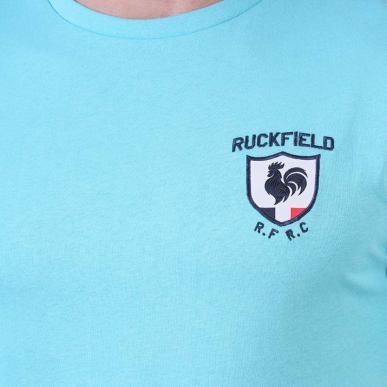 T-shirt Ruckfield French Rugby Club bleu turquoise | Rugby Approved Perpignan