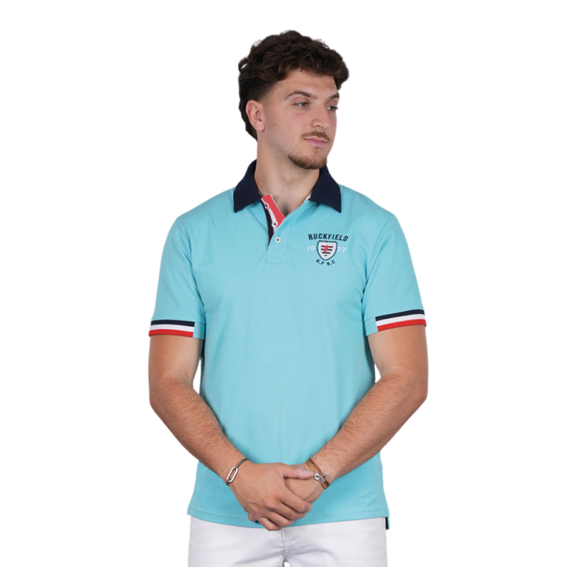 Polo à manches courtes Ruckfield French Rugby Club bleu turquoise