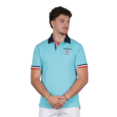 Polo Ruckfield French Rugby Club bleu turquoise | Rugby Approved Perpignan