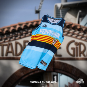 Débardeur Oxygear Perpignan bleu enfant | Rugby Approved Perpignan