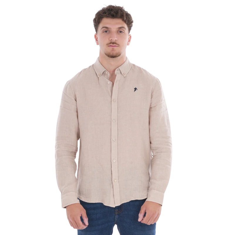 Chemise lin Ruckfield à manches longues beige