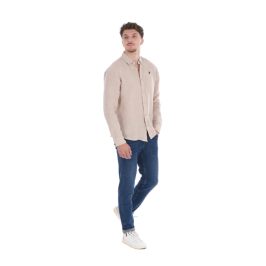 Chemise lin manches longues beige Ruckfield | Rugby Approved Perpignan