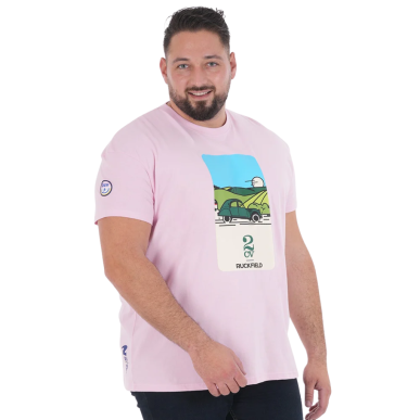 T-shirt rose Ruckfield x 2CV manches courtes | Rugby Approved Perpignan