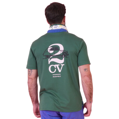 Polo vert forêt Ruckfield x 2CV manches courtes | Rugby Approved Perpignan