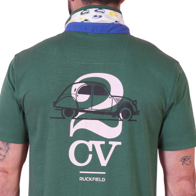 Polo vert forêt Ruckfield x 2CV manches courtes | Rugby Approved Perpignan