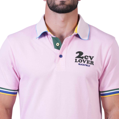 Polo rose Ruckfield x 2CV manches courtes | Rugby Approved Perpignan