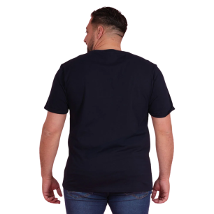 T-shirt color block bleu marine, empiècement rose et bleu ciel