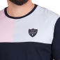 T-shirt color block bleu marine, empiècement rose et bleu ciel